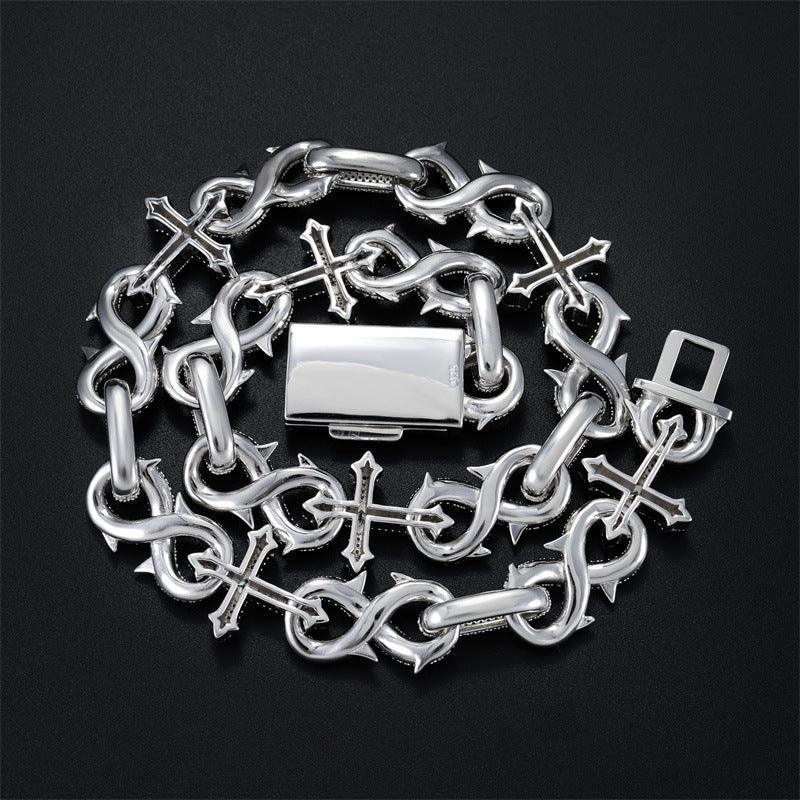 16mm Moissanite Figure-Eight Cuban Link | S925 Silver Men’s Iced Out Chain - CaratixJewelry
