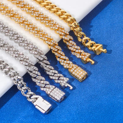 5mm Single-Row Moissanite Cuban Link Chain for Men – S925 Sterling Silver Luxury Hip Hop Necklace - CaratixJewelry