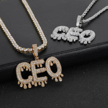 Drop-Shaped Letter and Number Pendant Necklace for Men | DIY Customizable Hip Hop Jewelry | Caratix Jewelry - CaratixJewelry
