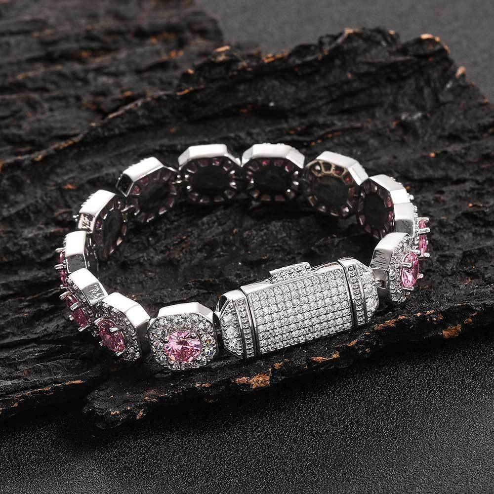 12mm Iced Out Candy Cuban Bracelet Colorful Zircon Hip Hop Jewelry for Men | Caratix Jewelry - CaratixJewelry