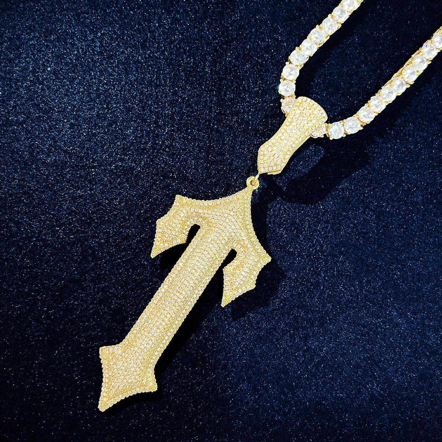 Iced Out Sword Pendant Necklace | CZ Hip Hop Punk Men’s Streetwear Jewelry - CaratixJewelry