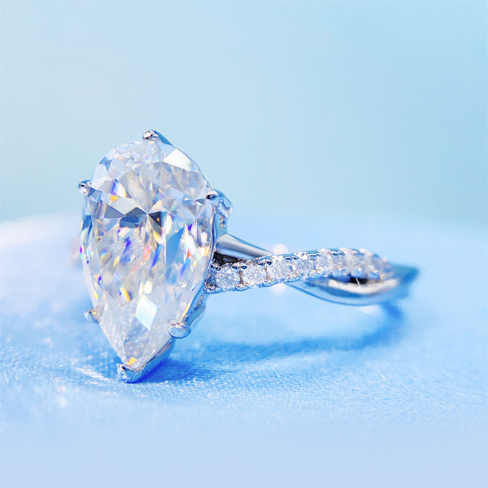 2026 Summer Collection: 3 Carat Pear Cut Moissanite Ring | S925 Silver Teardrop Ring | Caratix