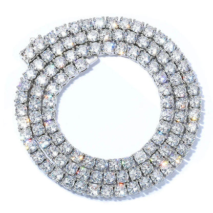 Moissanite Tennis Chain with Spring Clasp – S925 Sterling Silver Hip Hop Necklace for Men - CaratixJewelry