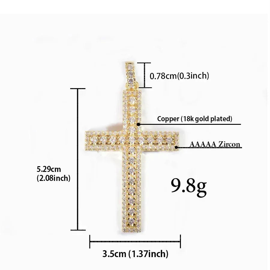 Iced Out Cross Pendant Necklace | CZ Hip Hop Unisex Streetwear Jewelry - CaratixJewelry