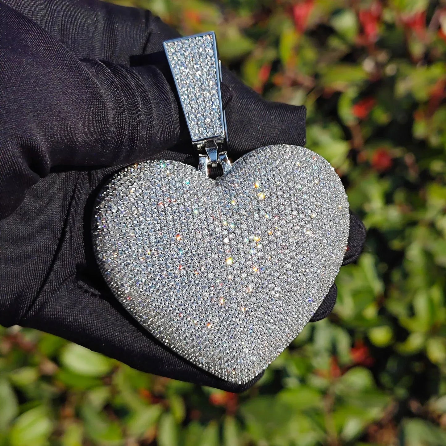 Iced Out Big Heart Pendant Cuban Chain Necklace – Hip Hop CZ Heavy Luxury Jewelry - CaratixJewelry