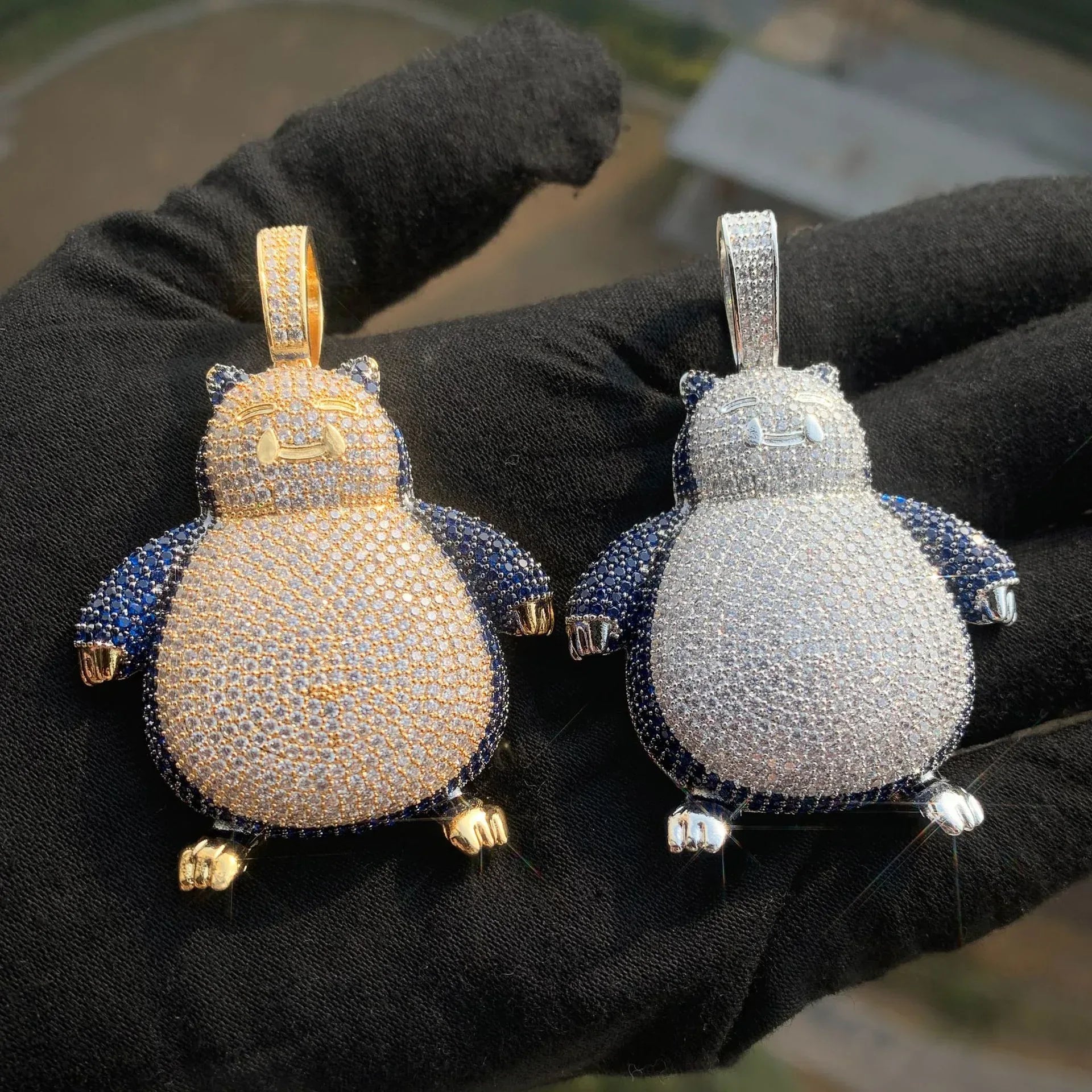 Iced Out Cute Monster Pendant Necklace – Hip Hop Cartoon CZ Jewelry for Men & Women - CaratixJewelry