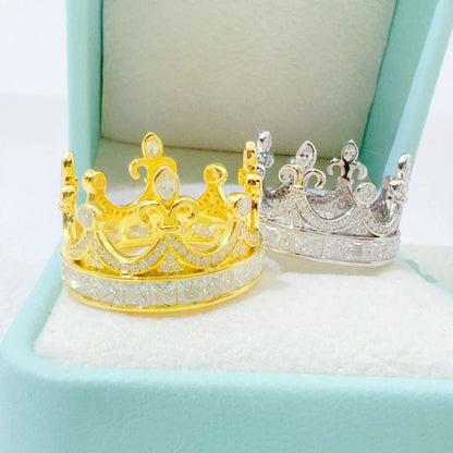 D-Color VVS Moissanite Crown Ring | S925 Silver Unisex Iced Out Hip Hop Jewelry - CaratixJewelry