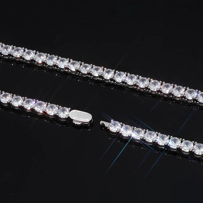 Single-Row Moissanite Tennis Chain Necklace for Women – S925 Sterling Silver Luxury Hip Hop Jewelry - CaratixJewelry