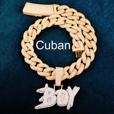 Spiked Script Letter Pendant | Iced Out CZ DIY Initial Hip Hop Necklace - CaratixJewelry