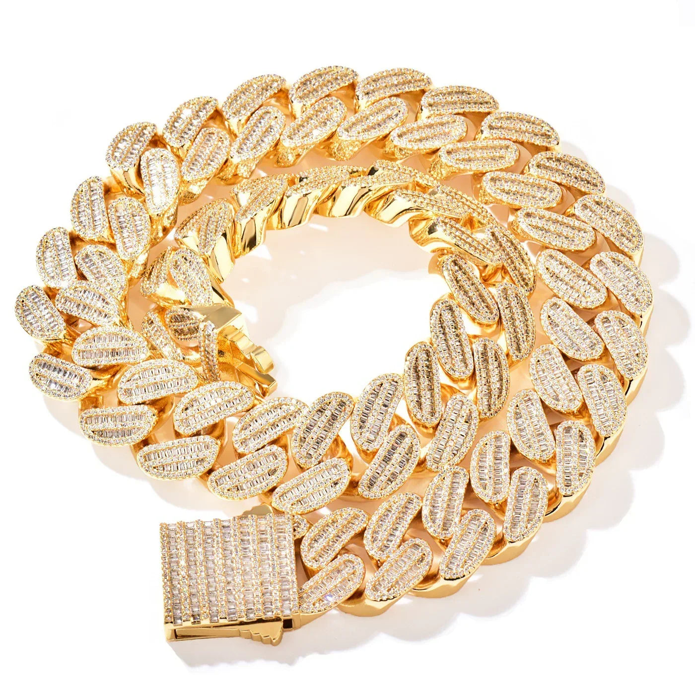 21mm Iced Out Step Cut Cuban Chain Necklace - CaratixJewelry