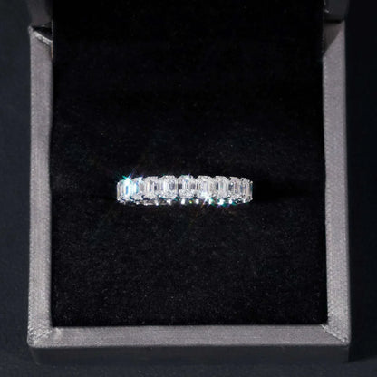 0.3ct Emerald-Cut Moissanite Ring | S925 Silver Unisex Colored Fashion Band - CaratixJewelry