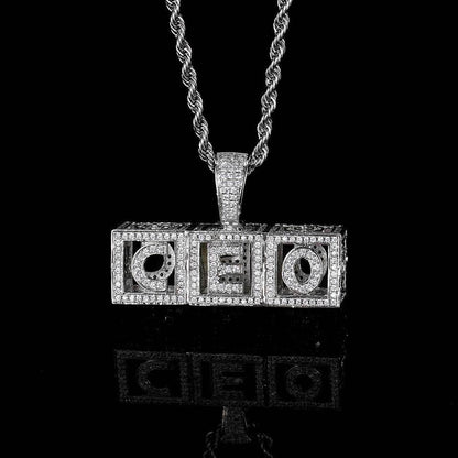 Hollow Square Letter Pendant Necklace with Micro-Pave Zircon for Men and Women | Caratix Jewelry - CaratixJewelry