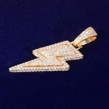 Iced Out Double Layer Lightning Bolt Pendant Flash Energy Bling | Caratix - CaratixJewelry