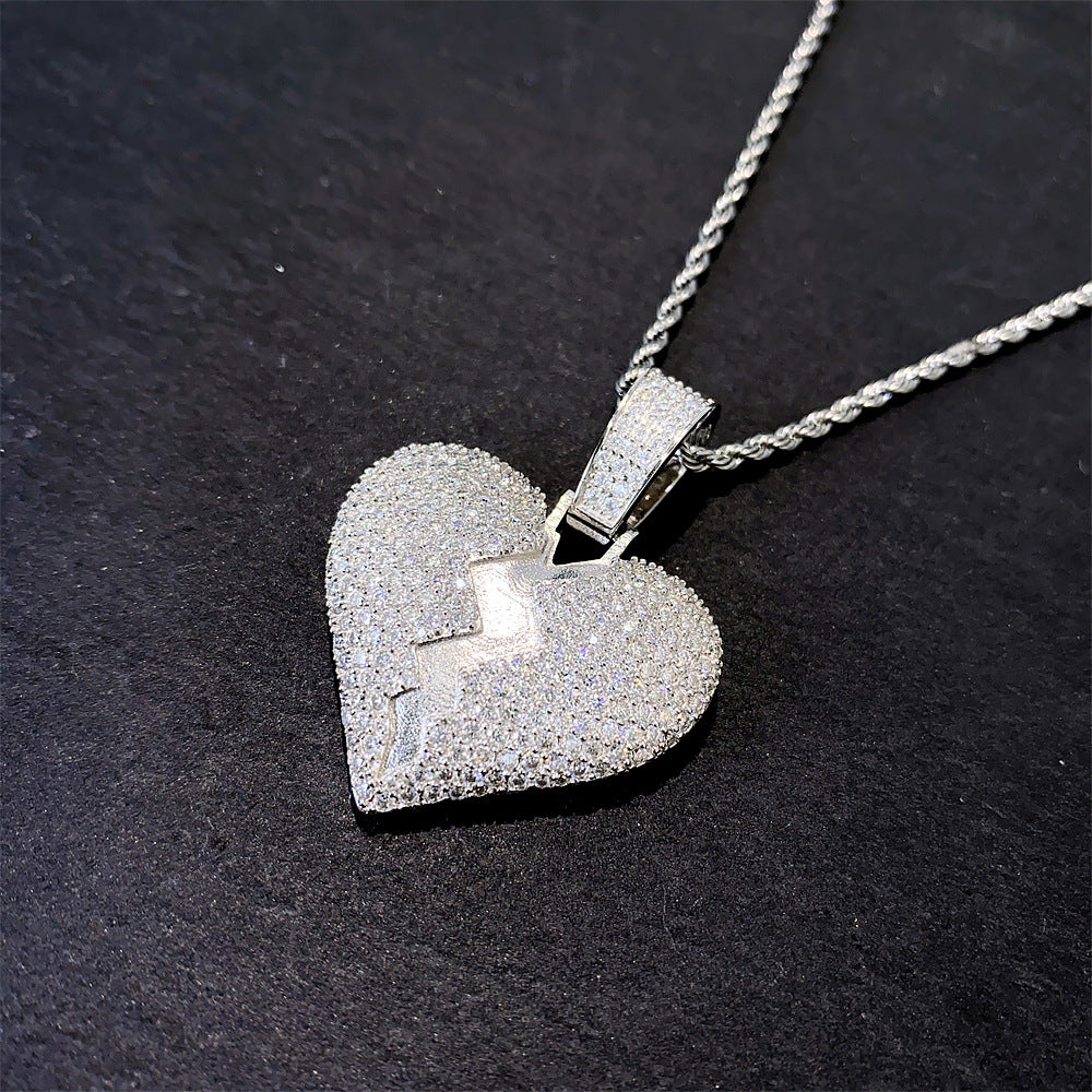 Iced Out Heart Pendant | Men's Gold Plated Hip Hop Heart Charm | Caratix