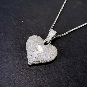 Iced Out Heart Pendant | Men's Gold Plated Hip Hop Heart Charm | Caratix