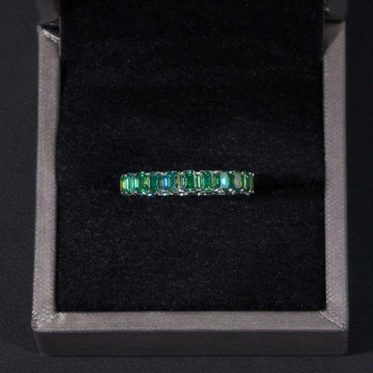 0.3ct Emerald-Cut Moissanite Ring | S925 Silver Unisex Colored Fashion Band - CaratixJewelry