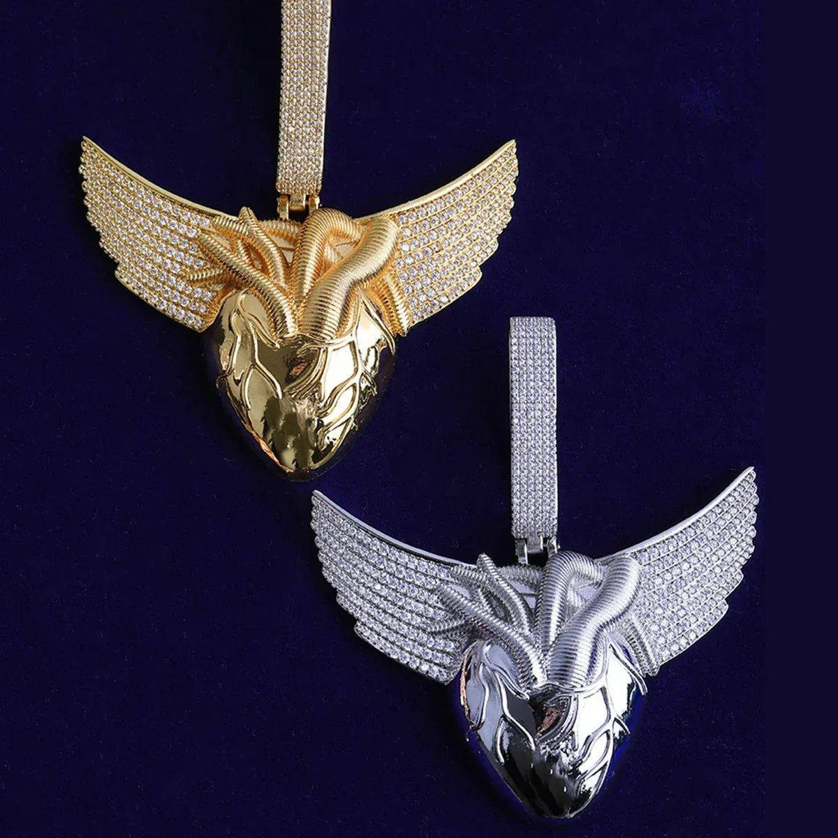 Men's "Freedom & Passion" Necklace | Premium Real Copper CZ Angel Wings - CaratixJewelry