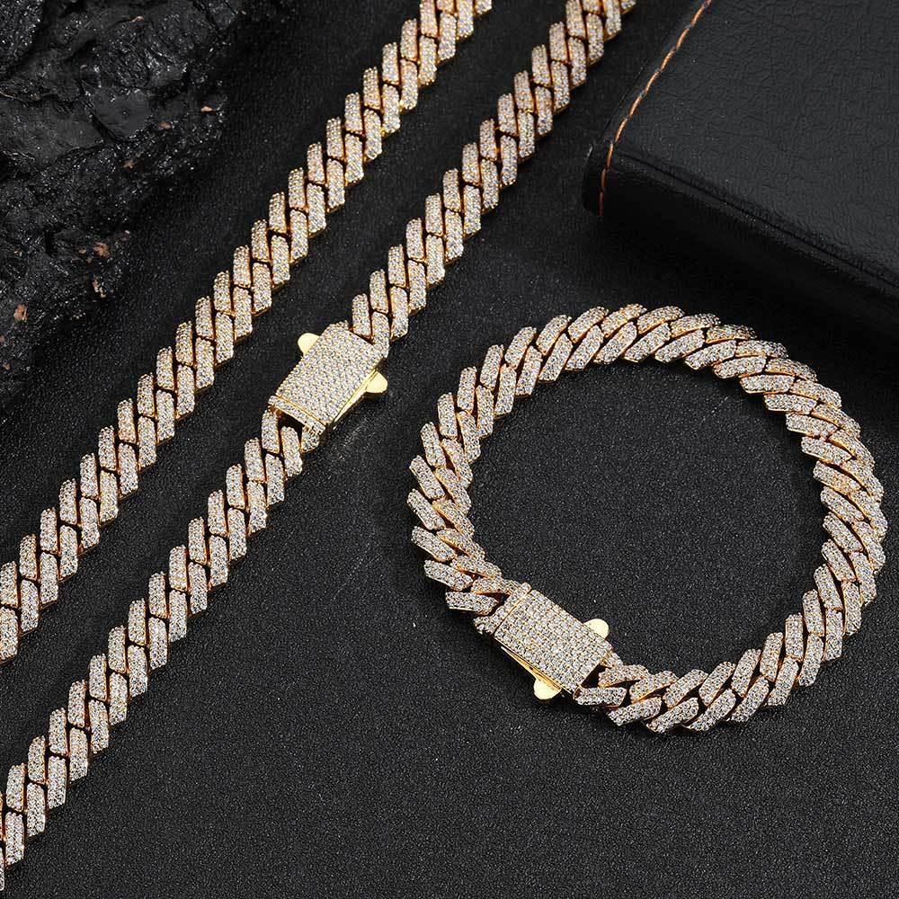 8mm Iced Out Cut Cuban Chain Zircon Necklace with Spring Clasp for Men | Caratix Jewelry - CaratixJewelry