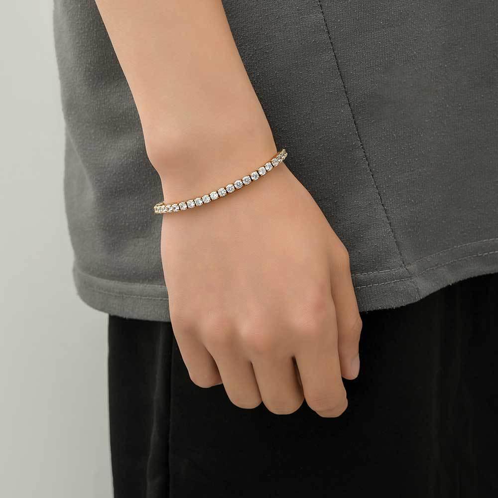 Custom Men's Moissanite Stainless Steel Bracelet | Durable Hip Hop Bling Tennis Chain | Caratix - CaratixJewelry