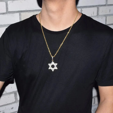 Men's Six-Pointed Star Necklace | Premium Copper CZ Geometric Jewelry Caratix - CaratixJewelry