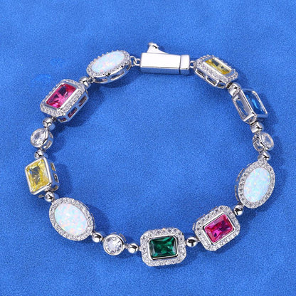 Colorful Gemstone Zircon Hip Hop Bracelet Rapper Iced Out Chain Style | Caratix Jewelry - CaratixJewelry