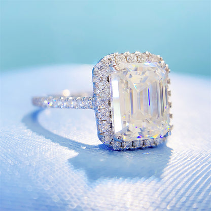 2026 Summer New S925 Silver 3ct Emerald Cut Moissanite Ring | D Color VVS1 | Caratix