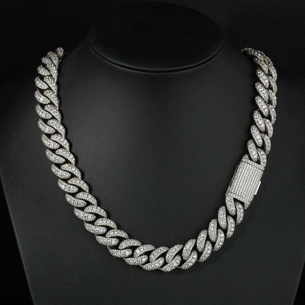Bold Moissanite Cuban Link Chain – S925 Sterling Silver Iced-Out Hip Hop Men’s Luxury Statement Streetwear Necklace - CaratixJewelry