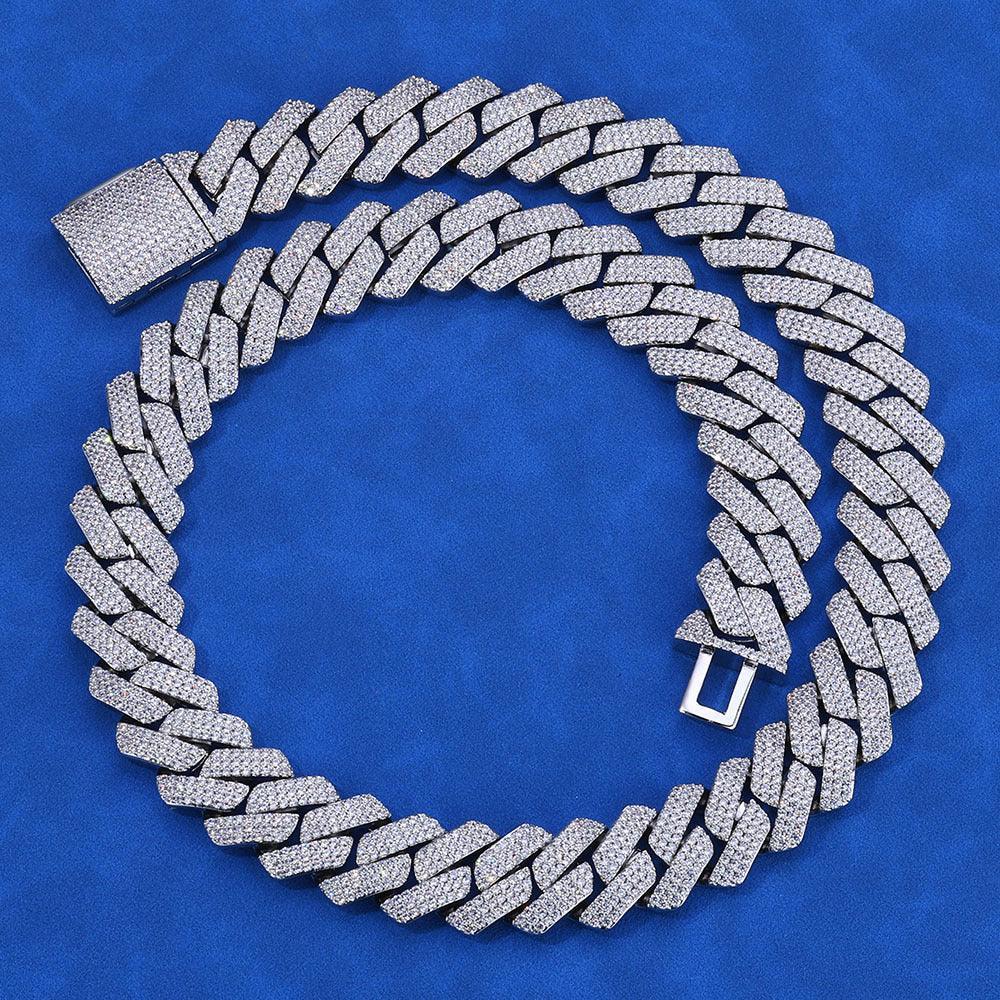 20mm -Cut Moissanite Cuban Link Chain – S925 Sterling Silver Iced-Out Hip Hop Men’s Bold Luxury Streetwear Necklace - CaratixJewelry