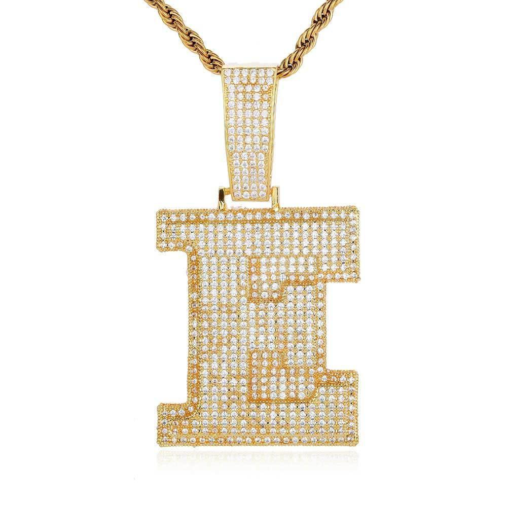 Letter Pendant Necklace with Copper Frame and Zircon Stones for Men | Caratix Jewelry - CaratixJewelry