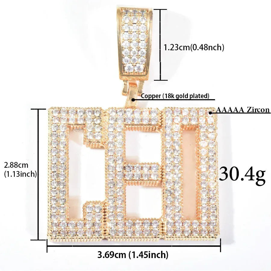 Iced Out Serif Letter Pendant | DIY CZ Initial Hip Hop Couple Fashion Necklace - CaratixJewelry