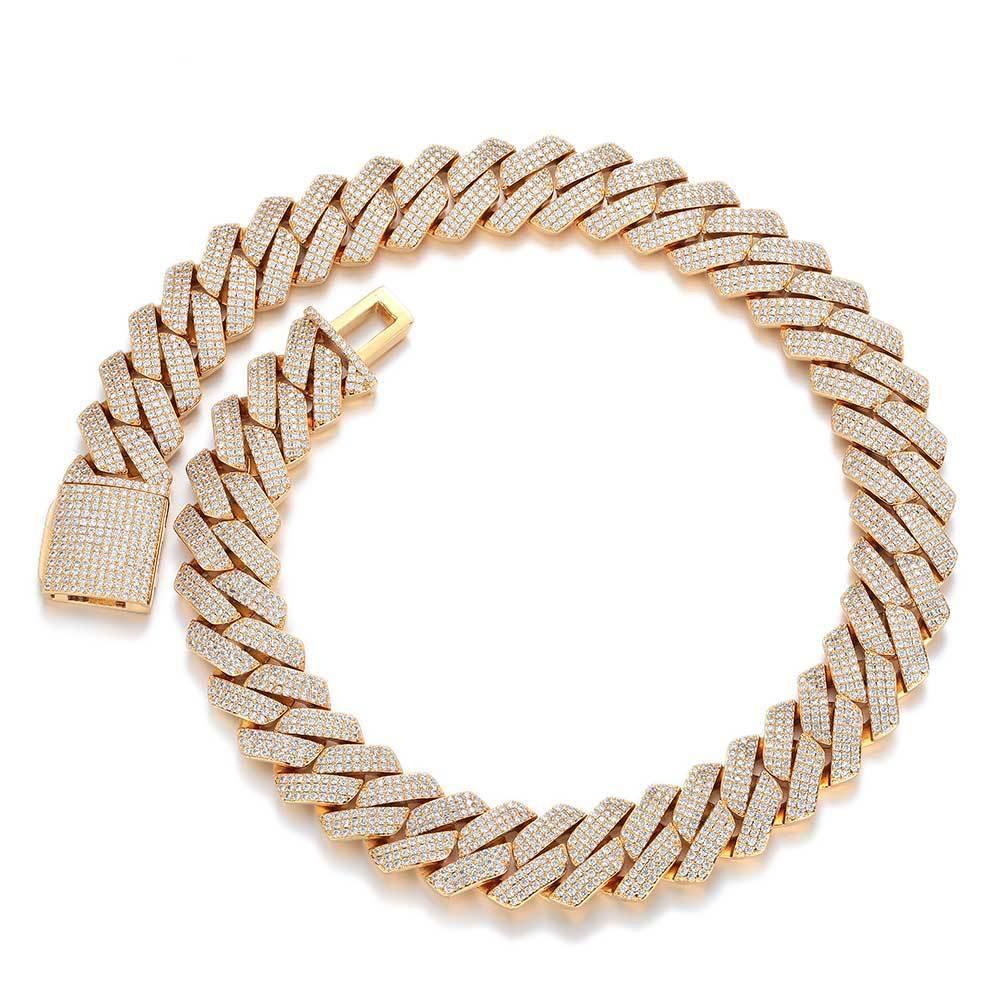 25mm 3-Row Full Zircon Iced Out Cuban Chain Necklace - CaratixJewelry