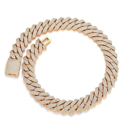 25mm 3-Row Full Zircon Iced Out Cuban Chain Necklace - CaratixJewelry