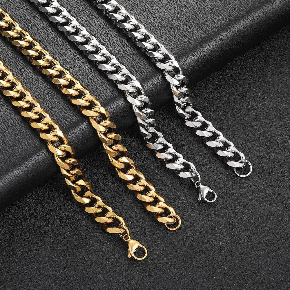 11mm Six-Sided Stainless Steel Cuban Chain Necklace for Men | Caratix Jewelry - CaratixJewelry