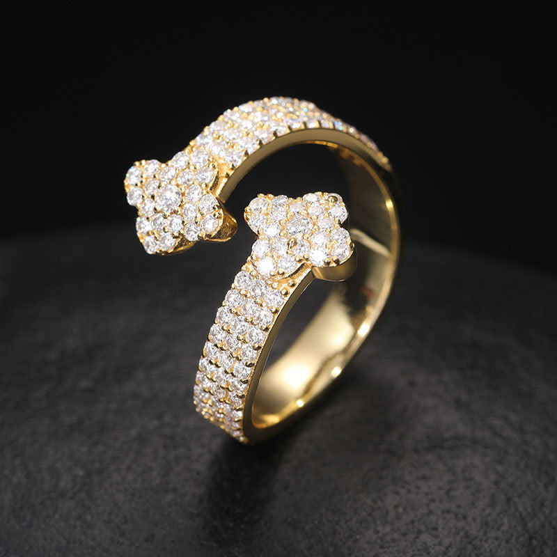 Adjustable Moissanite Men's Ring Iced Out Silver | Caratix
