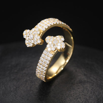 Adjustable Moissanite Men's Ring Iced Out Silver | Caratix