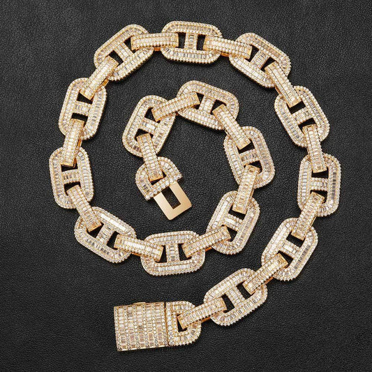 15mm Cuban Chain Necklace with Micro-Pave Zircon - CaratixJewelry