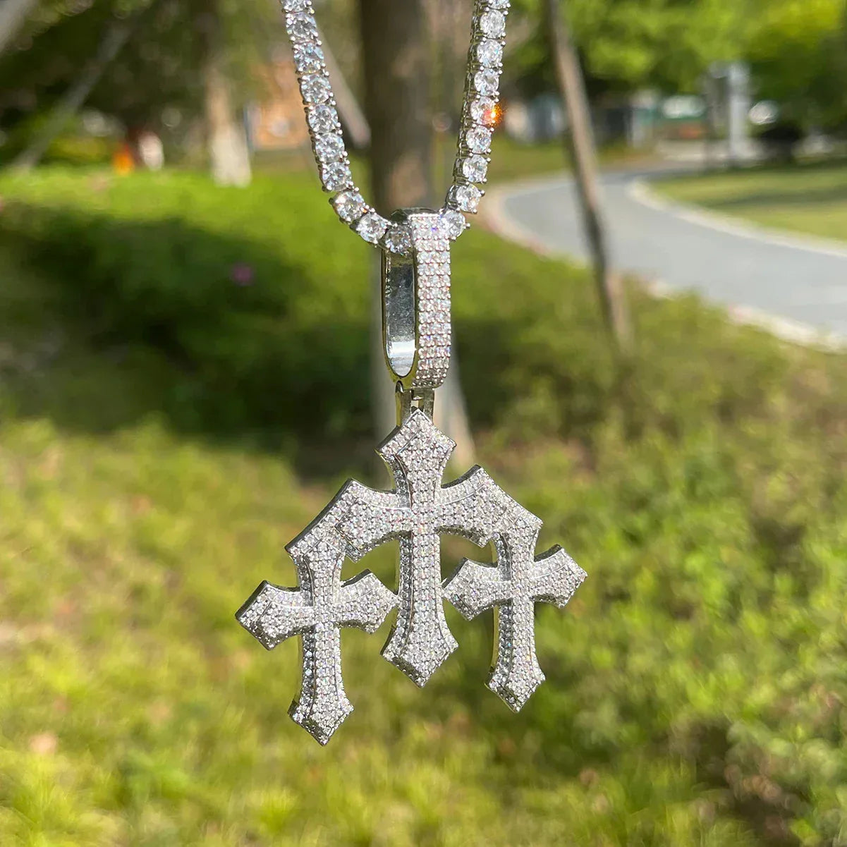 Luxury Oversized Iced Out Cross Pendant for Men | Large Hip Hop Pave CZ Necklace | Heavy Copper Zircon Statement Jewelry | Big Bling Cross | Caratix - CaratixJewelry