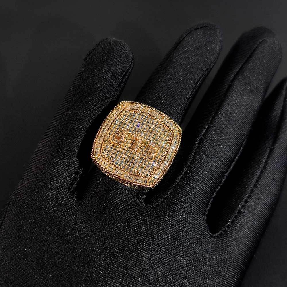 Custom DIY Alphabet Zircon Ring for Men | Trendy Hip Hop Jewelry with Copper Setting | Caratix Jewelry - CaratixJewelry