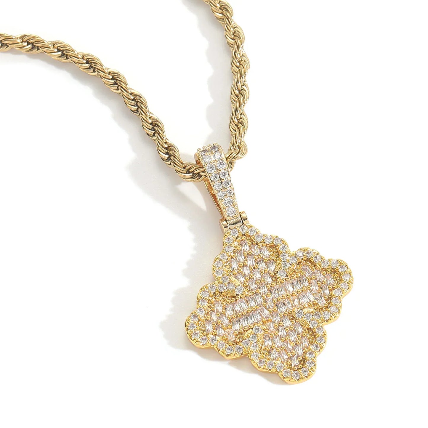 Luxury 5A Zircon Full Iced Clover Pendant | Sweet Niche Women's Hip Hop Bling Necklace | Caratix - CaratixJewelry