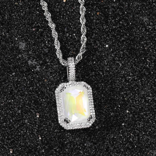 Mocha Fluorescent Square Pendant with Solid Zircon and Colorful Gemstones for Men and Women | Caratix Jewelry - CaratixJewelry