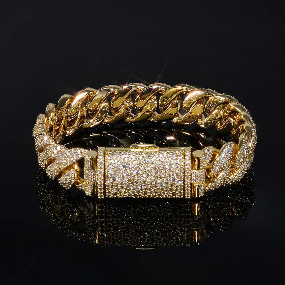 14mm Iced Out Cuban Chain Necklace Zircon Rapper - CaratixJewelry