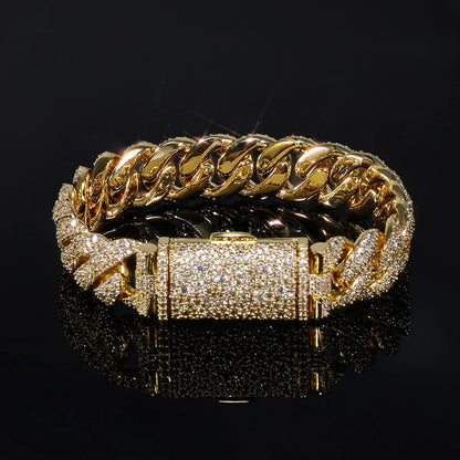 14mm Iced Out Cuban Chain Necklace Zircon Rapper - CaratixJewelry