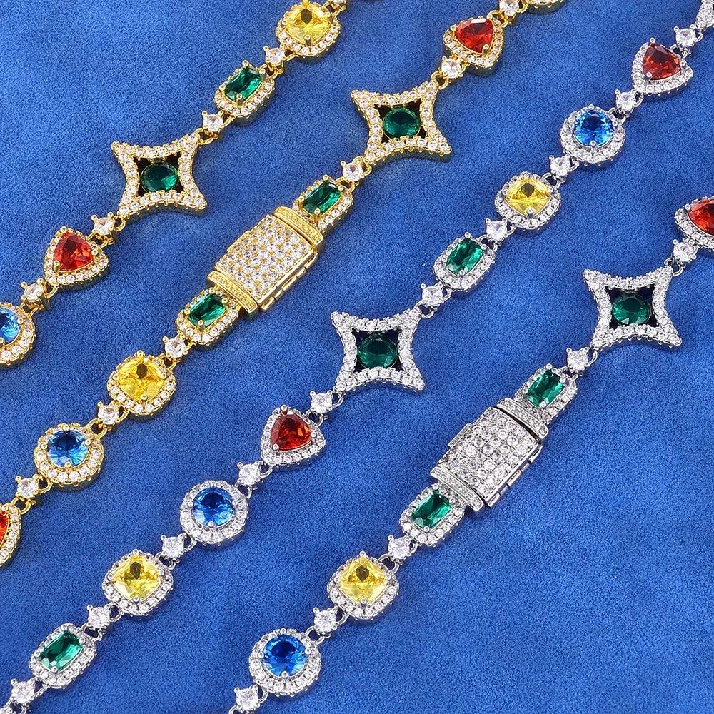 Custom Multi-Color Gemstone Iced Chain | Luxury Gold Chain for Rapper | Caratix - CaratixJewelry