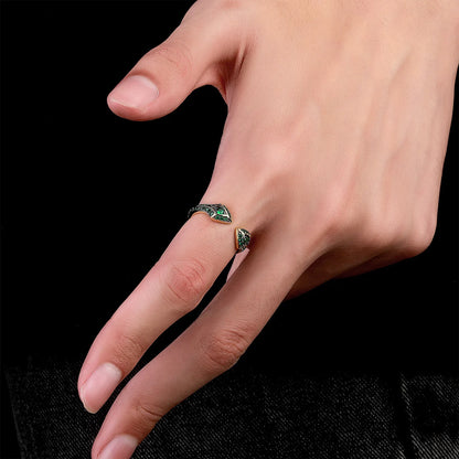 Double-Headed Snake Ring | Iced Out Guardian Serpent Band | Caratix