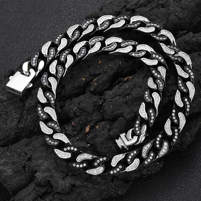 12mm Iced Out Stainless Steel Cuban Chain Zircon Necklace for Men | Caratix Jewelry - CaratixJewelry