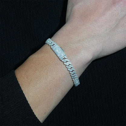 8mm Double-Row Moissanite Cuban Link Necklace | S925 Silver Hip Hop Jewelry - CaratixJewelry