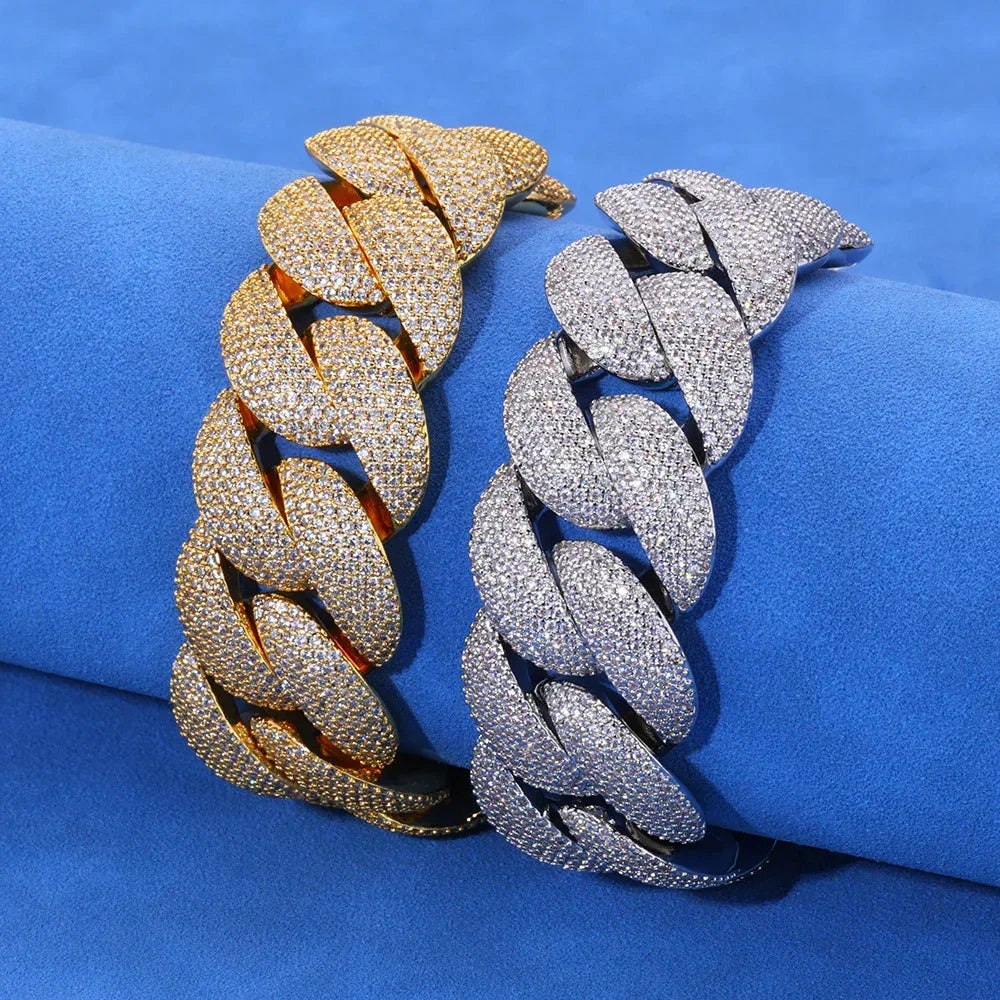 Wholesale 24mm Iced-Out Cuban Chain Necklace with Zircon Stones - CaratixJewelry