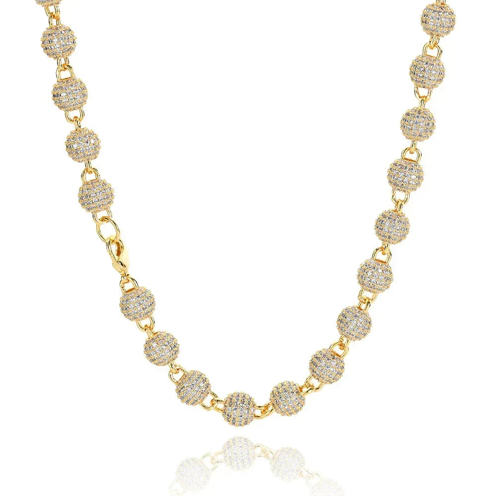 8mm Iced Out Bead Chain Zircon Hip Hop Necklace | Caratix Jewelry - CaratixJewelry
