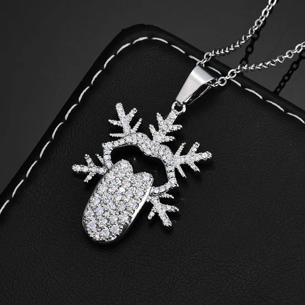 Snowflake Tongue Pendant Necklace Zircon Hip Hop Jewelry | Caratix Jewelry - CaratixJewelry