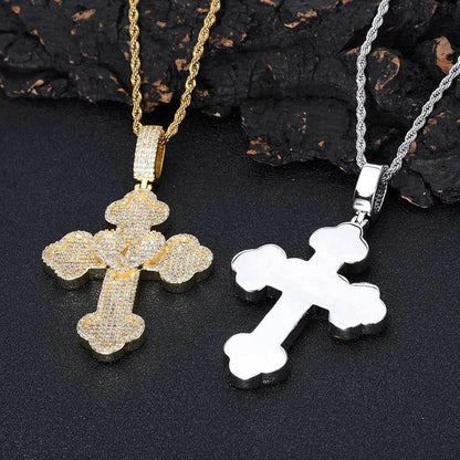 Broken Heart Cross S925 Silver Moissanite Rapper Chain Necklace | Caratix Jewelry - CaratixJewelry